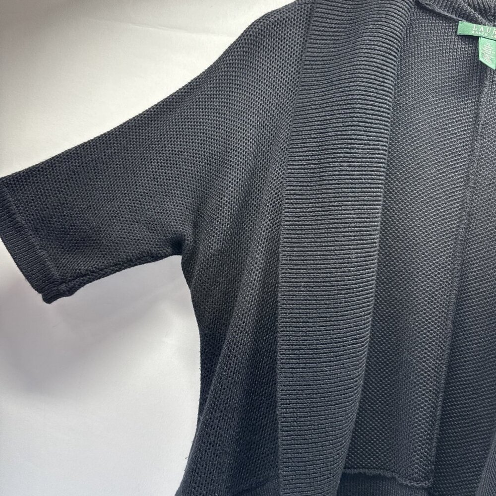 Lauren Ralph Lauren Women's Sweater Cardigan Sz XL Solid Black 3/4 Sleeve Knit - Picture 3 of 7